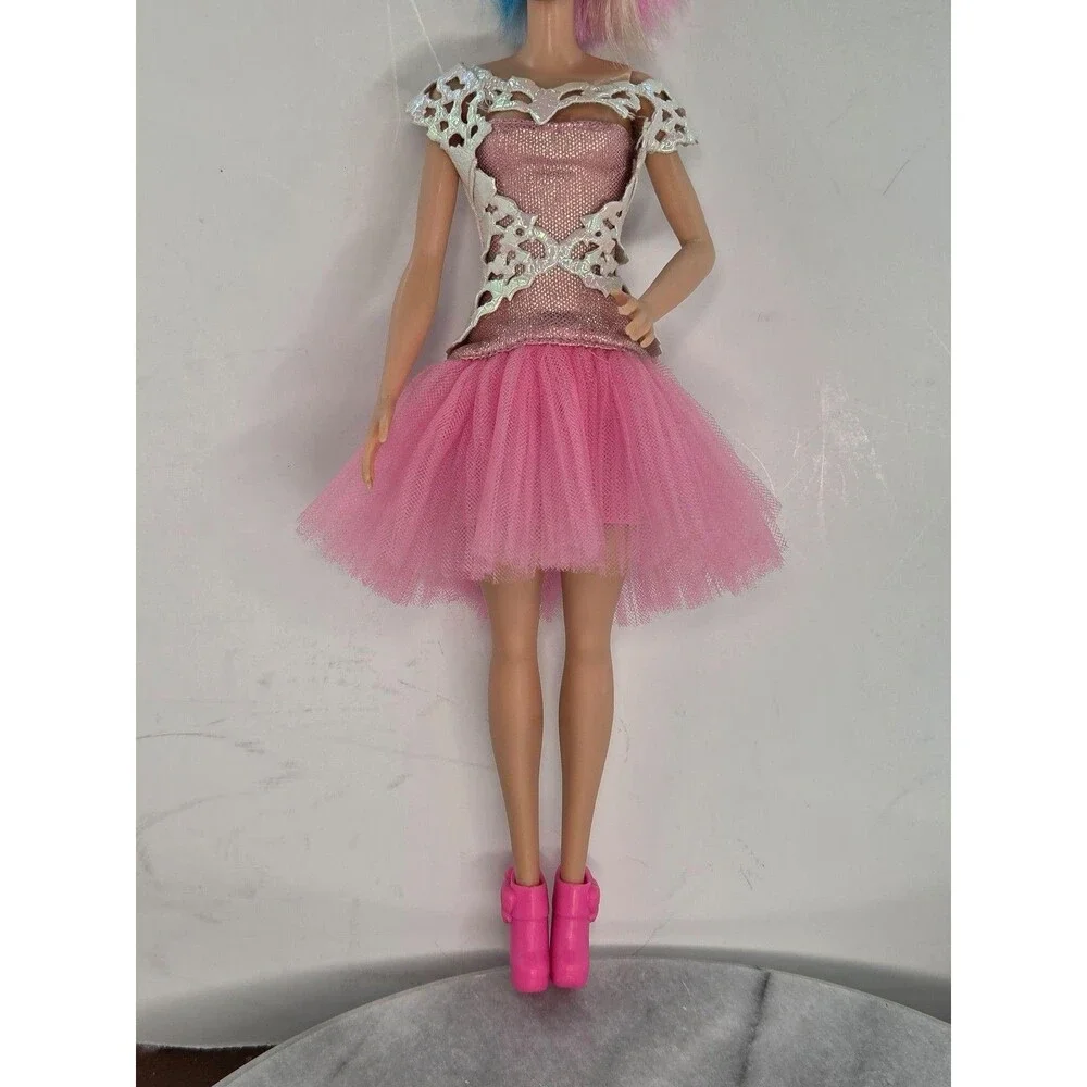 Barbie Doll Size Pink Party Dresses Lot Tiara Evening Heel Boots Clothing Outfit